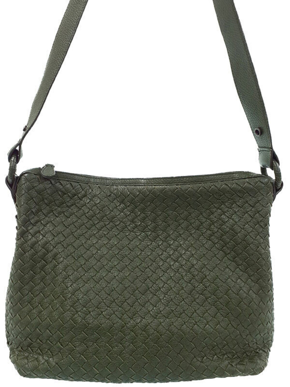 Bottega Veneta Intrecciato Nappa Leather Crossbody Messenger Bag Green